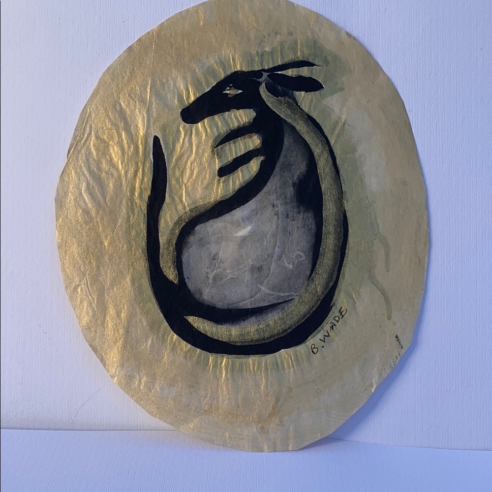 Abstract Kangaroo Art on Gold Rice Paper